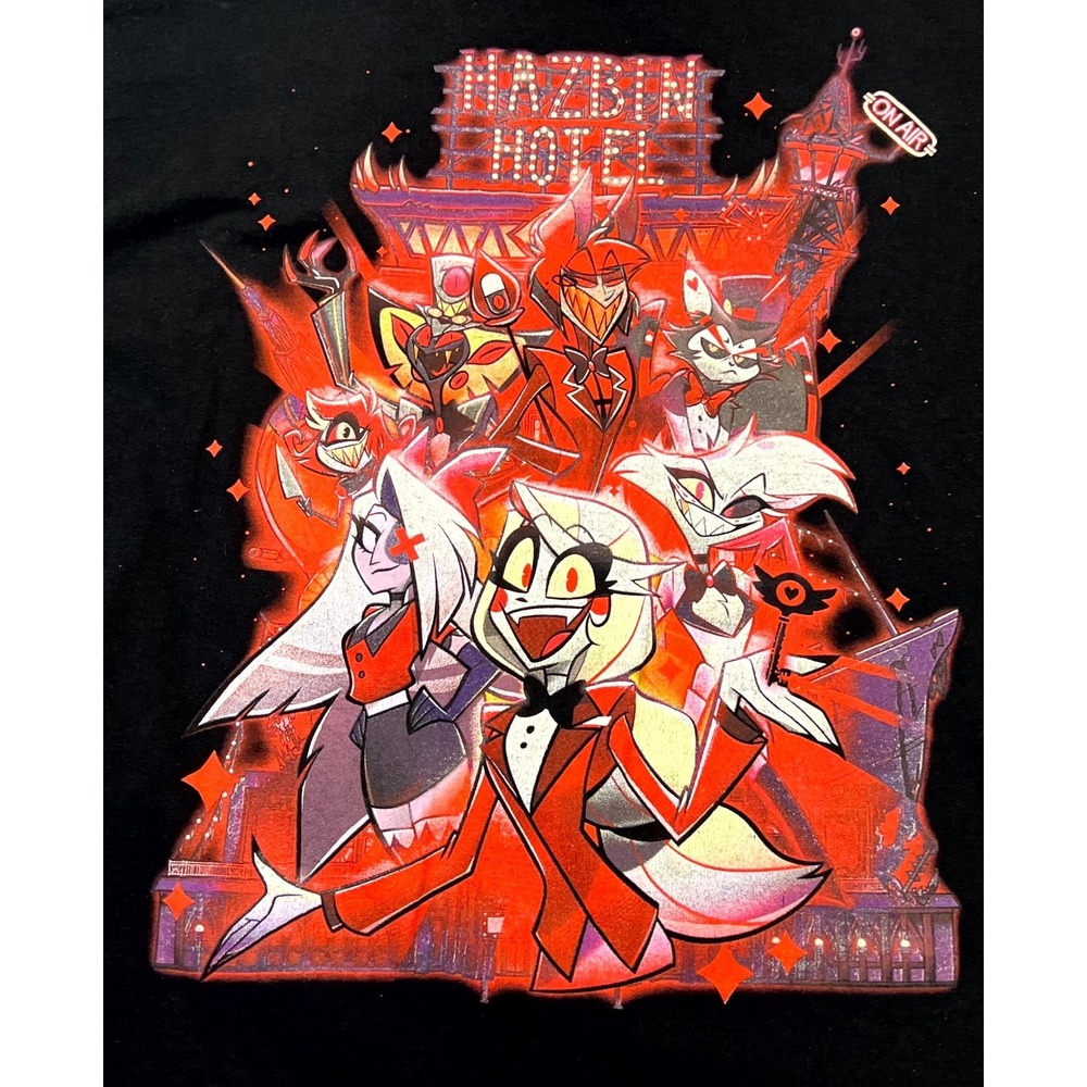 Hot Topic Hazbin Hotel Character Graphic T-Shirt Mens 2XL Black Crew Neck Casual